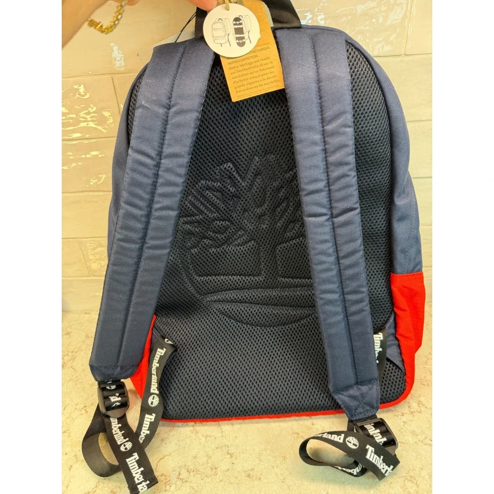 Timberland Skateboard Backpack Navy Blue Red White Colorblock School Travel Bag